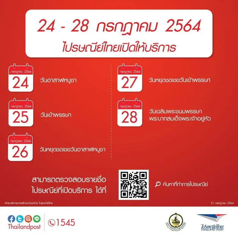 บริษัท ไปรษณีย์ไทย จำกัด (ปณท) เปิดให้บริ...