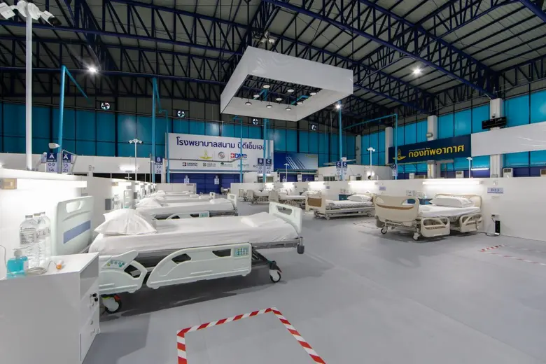 BDMS ร่วมกับกองทัพอากาศ จัดตั้ง "โรงพยาบาลสนามบีดีเอ็มเอส สนามกีฬา ทอ. (ธูปะเตมีย์)" รองรับผู้ติดเชื้อโควิด-19 กลุ่มสีเหลือง เพื่อช่วยเหลือประชาชน
