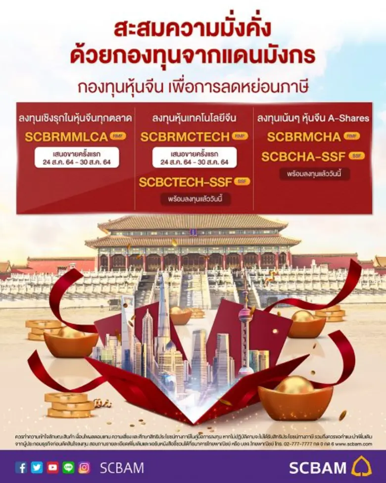 บลจ.ไทยพาณิชย์ ส่งกองจีนเสริมทัพ RMF เพิ่ม 2 กองทุน IPO 24 - 30 ส.ค. นี้ หลังฟื้นตัวได้เร็วหลัง COVID-19 พร้อมสร้างความแข็งแกร่งทางเศรษฐกิจต่อเนื่องในระยะยาว