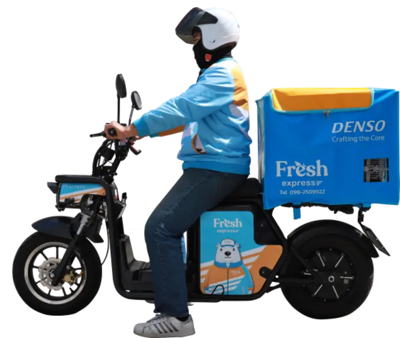 SVL Group ส่ง"Fresh Express"บริการขนส่งอาหารด้วยมอเตอร์ไซค์ไฟฟ้า พร้อมกล่องควบคุมอุณหภุมิ ตั้งธงขนส่งรวดเร็ว บริการด้วยใจ ใส่ใจสิ่งแวดล้อม