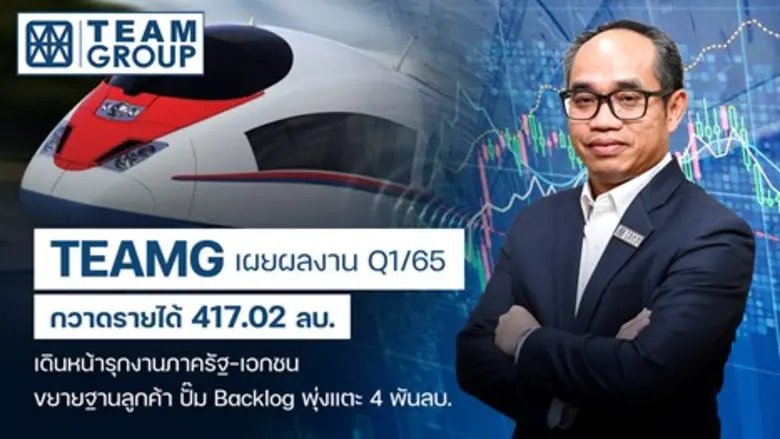 TEAMG ประกาศรายได้Q1 ปี 65 จำนวน 417 ล้าน...