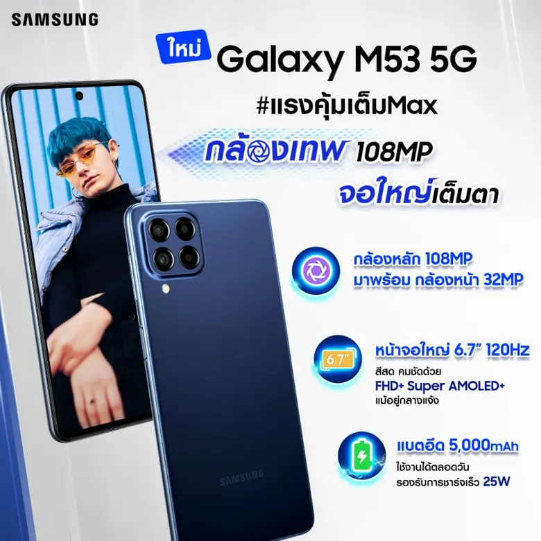 ซัมซุงเปิดตัว Galaxy M53 5G สมาร์ทโฟนระดั...