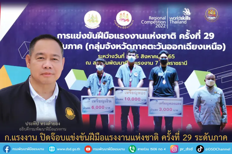 กระทรวงแรงงาน ปิดแข่งขันฝีมือแรงงานแห่งชา...