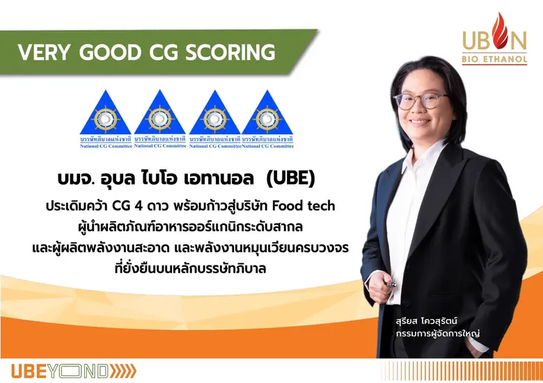 บมจ. อุบล ไบโอ เอทานอล (UBE) ได้รับการจัด...