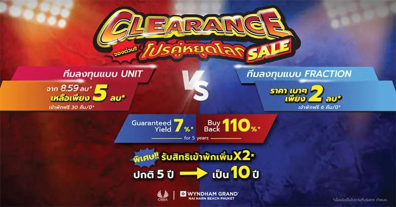 "ซิซซา กรุ๊ป" งัดห้องชุด 10 ยูนิตพิเศษ โครงการ "วินแดม แกรนด์ ในหาน บีช ภูเก็ต" อัดโปรแรงเหลือ 5 ล้านบาท พร้อมสิทธิเข้าพักนาน 10 ปี ส่งท้ายปี