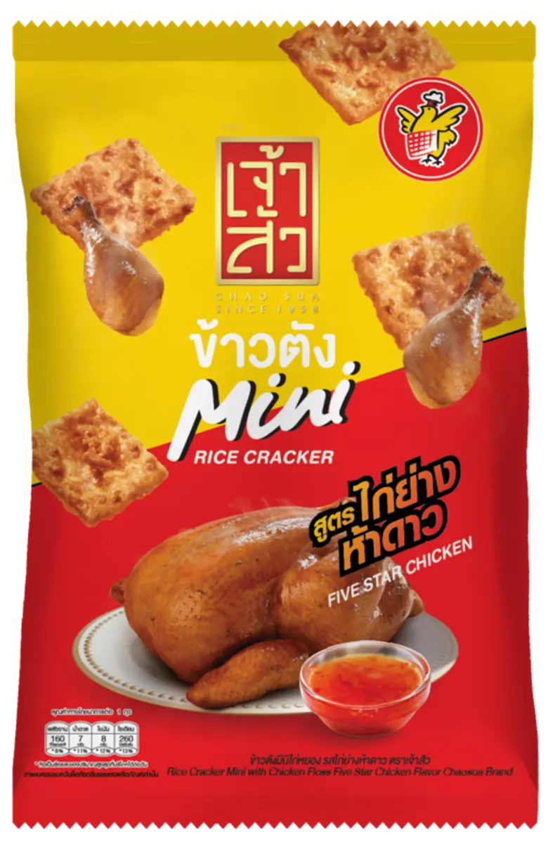 เจ้าสัว ผนึก ห้าดาว สร้างปรากฏการณ์ใหม่ในตลาดขนมขบเคี้ยว "เจ้าสัว ข้าวตังมินิไก่หยอง สูตรไก่ย่างห้าดาว" สูตรลับตำรับเจ้าสัวแบบ Five Star