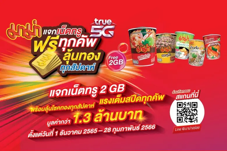 "มาม่า" จับมือ "TRUE 5G" เปิดแคมเปญใหญ่ส่งท้ายปี  กับ "มาม่าแจกเน็ตทรูฟรีทุกคัพ ลุ้นทองทุกสัปดาห์"