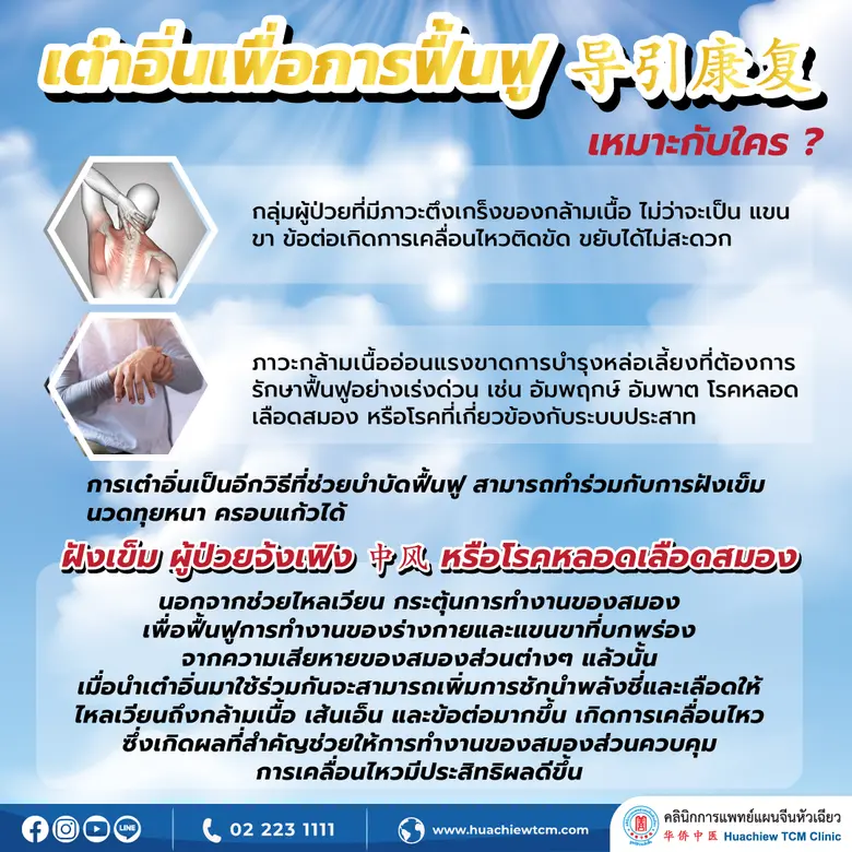 เต๋าอิ่นเพื่อการฟื้นฟู : การฟื้นฟูสมรรถภาพผู้ป่วยโรคหลอดเลือดสมองด้วยการเคลื่อนไหว นวัตกรรมเฉพาะของแพทย์แผนจีนหัวเฉียว