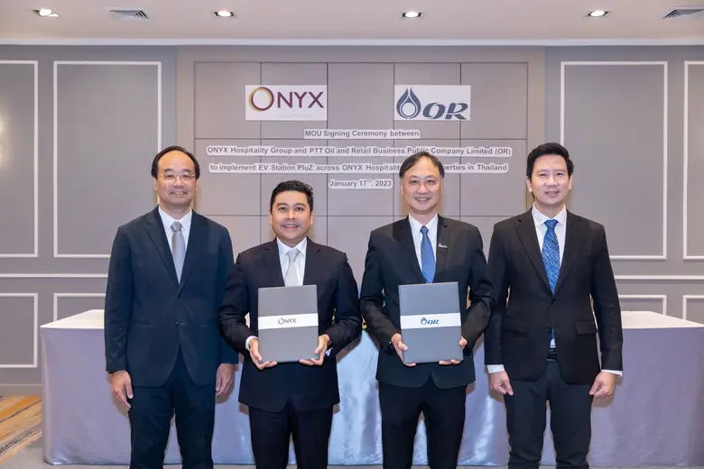 โออาร์ จับมือ ออนิกซ์ ฮอสพิทาลิตี้ กรุ๊ป ร่วมลงนามบันทึกข้อตกลงการติดตั้งชุดเครื่องชาร์จไฟฟ้าภายใต้แบรนด์ EV Station PluZ มุ่งหน้าขยายสาขาในโรงแรมและรีสอร์ทในเครือออนิกซ์ ฮอสพิทาลิตี้ ทั่วประเทศ