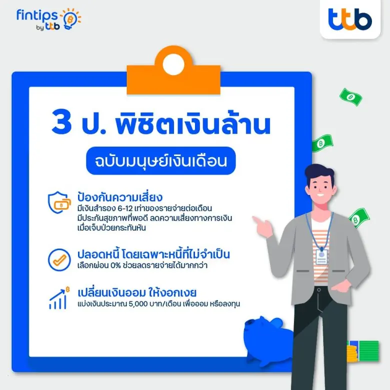 fintips by ttb ชวนมนุษย์เงินเดือนพิชิตเงินล้าน เพียง ลด - ละ - เลิก 6 นิสัยที่ทำให้เก็บเงินไม่อยู่