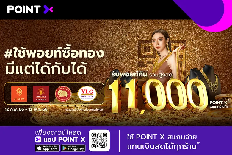 "PointX" ส่งแคมเปญ #ใช้พอยท์ซื้อทอง มีแต่ได้กับได้ รับพอยท์คืน รวมสูงสุด 11,000 PointX ยิ่งช้อป ยิ่งรับพอยท์คืนสุดคุ้ม สายลักชู (รี่) ห้ามพลาด