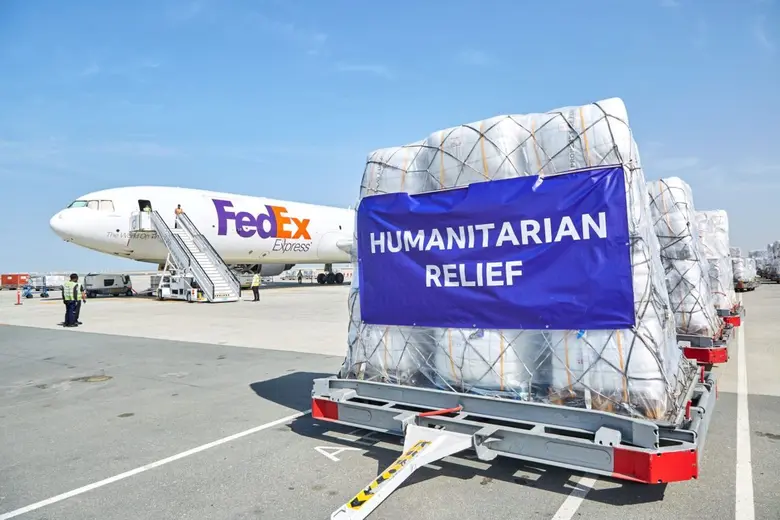 Mobilizes six humanitarian relief flights...