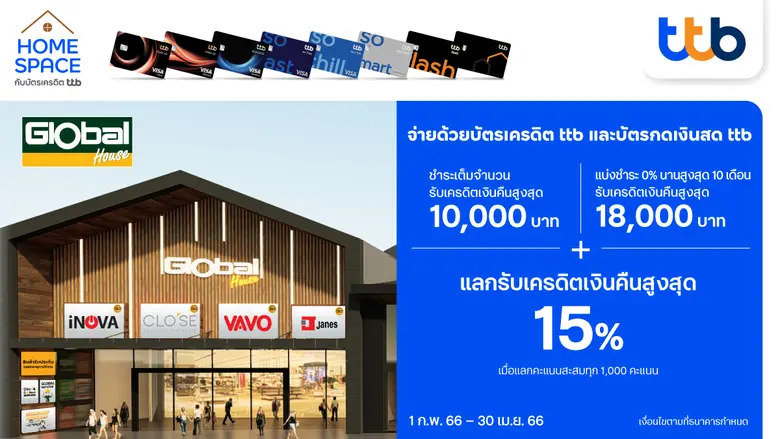 บัตรเครดิต ttb ร่วมกับ สยามโกลบอลเฮ้าส์ เ...