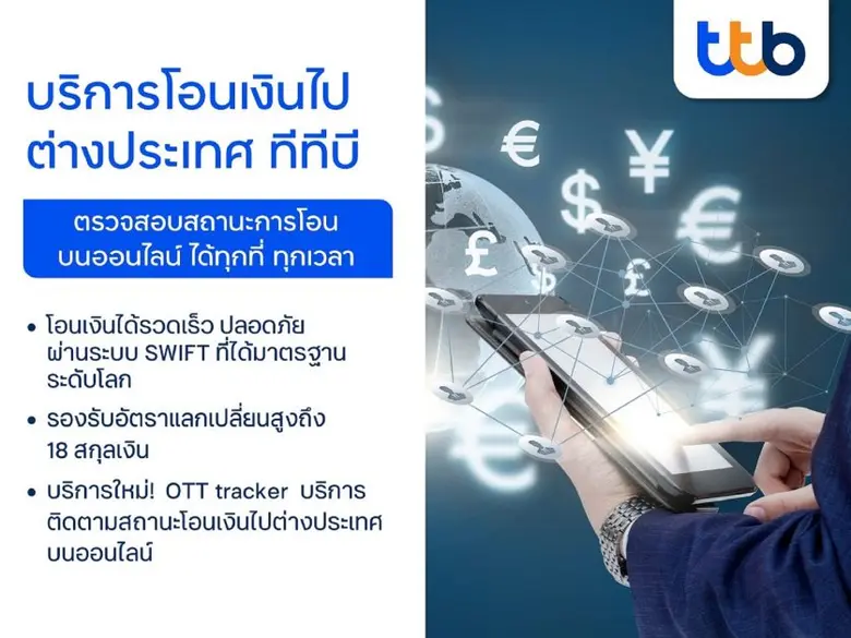 ทีเอ็มบีธนชาต หนุนธุรกิจส่งออก-นำเข้า ชูบริการตรวจสอบสถานะการโอนเงินต่างประเทศได้เอง แบบเรียลไทม์ สะดวก ปลอดภัย ได้ทุกที่ ทุกเวลา