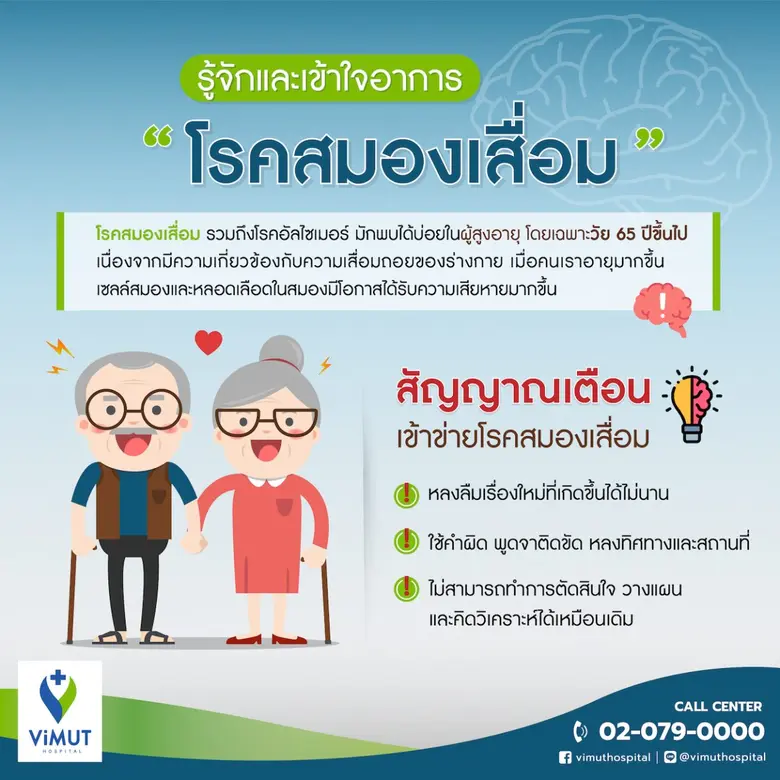 หลงลืม พูดติดขัด! รู้จักและเข้าใจอาการ "โรคสมองเสื่อม" แพทย์ รพ. วิมุตชี้แนวทางรับมือก่อนสาย เมื่อผู้ใหญ่ที่บ้านมีพฤติกรรมเสี่ยง
