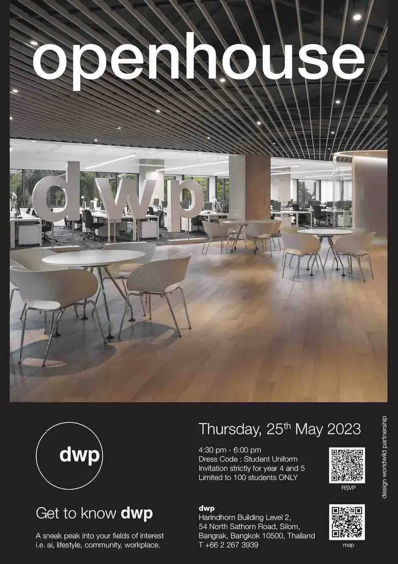 dwp บริษัทออกแบบและตกแต่งภายในระดับโลก จัดงาน Open House เปิดบ้านต้อนรับนักศึกษาสายดีไซน์อัปเดตนวัตกรรมการออกแบบยุค AI