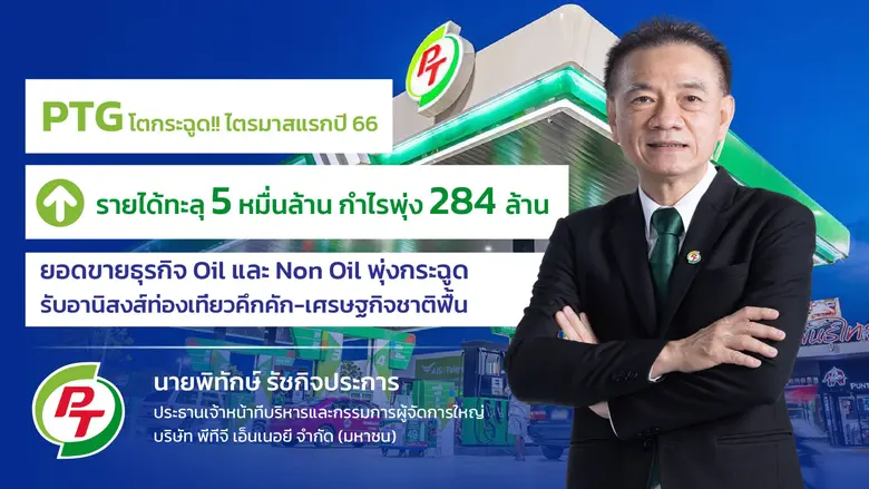 "PTG" ท็อปฟอร์มไตรมาสแรกปี 66 กำไร 284 ล้...
