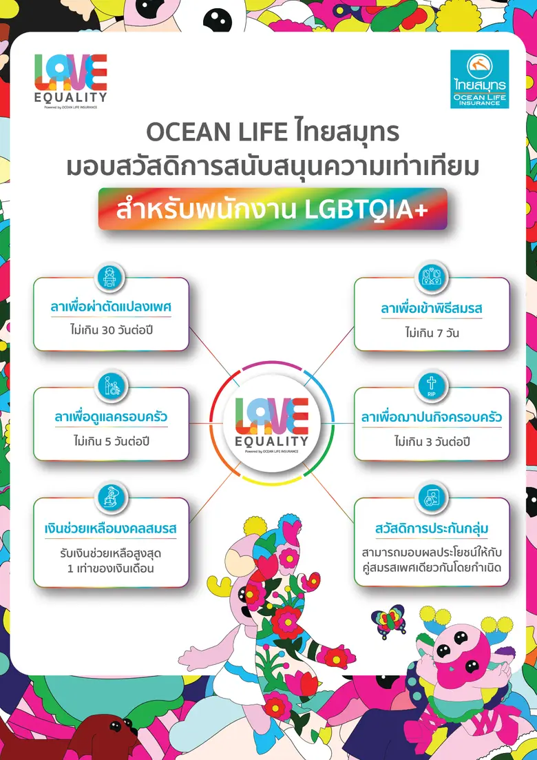 OCEAN LIFE ไทยสมุทร เปิดโครงการ LOVE EQUALITY สนับสนุนทุกความรักอย่างเท่าเทียมและเสมอภาค ตอกย้ำทำจริงด้วยสวัสดิการสำหรับพนักงาน LGBTQIA+