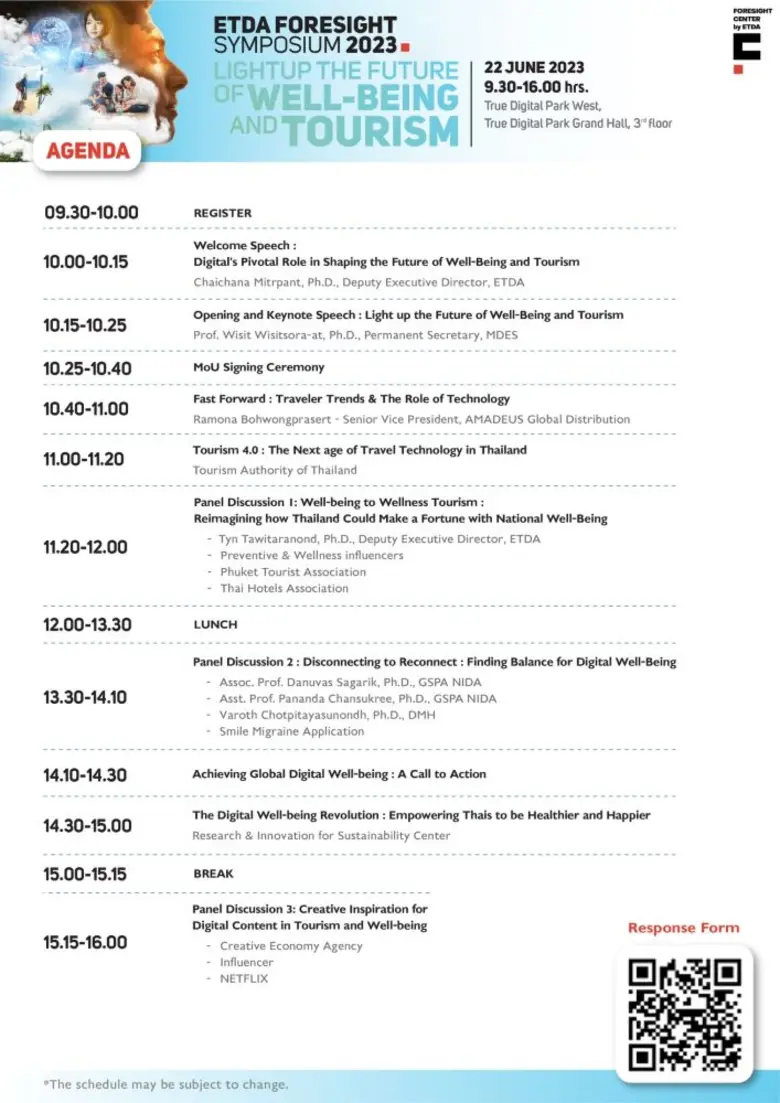 ETDA เชิญร่วมงาน "ETDA Foresight Symposium 2023: Light Up the Future of Well-Being and Tourism"
