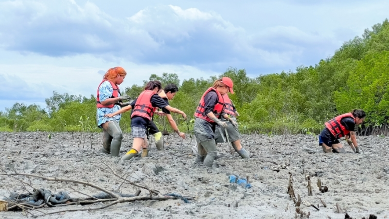 ว.การท่องเที่ยวและการบริการ ม.ศรีปทุม ชวนน้อง Freshy'66 เรียนรู้ธรรมชาติ ปลูกป่าชายเลน คลองโคน สมุทรสงคราม