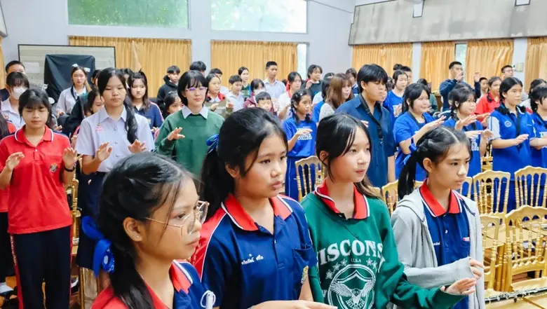 นักดนตรีชาวเหนือ กลุ่มเครื่องลมไม้ ร่วมกิจกรรม workshop พร้อมชมคอนเสิร์ต โดยนักศึกษาสถาบันดนตรีกัลยาณิวัฒนา