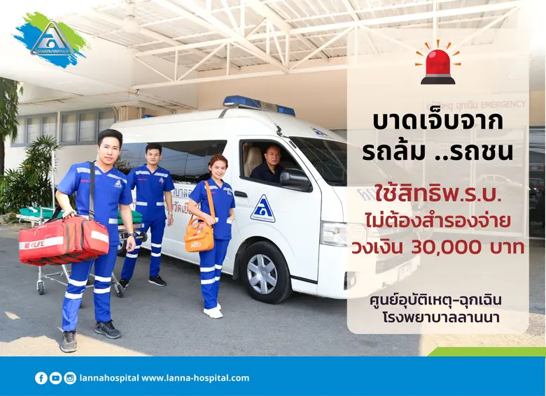 บาดเจ็บจากรถ ใช้ พ.ร.บ.อุบัติเหตุ ไม่ต้องสำรองจ่าย ได้ที่ โรงพยาบาลลานนา