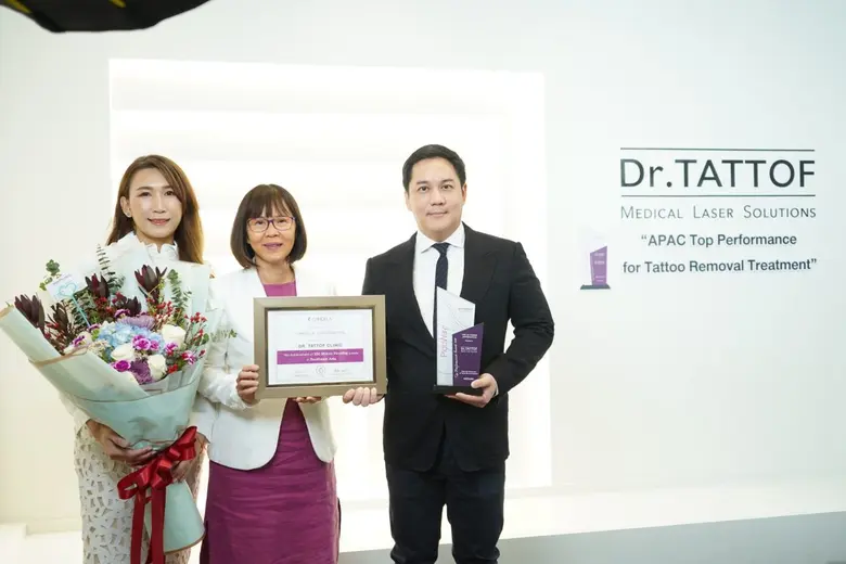 Dr.TATTOF ประกาศความสำเร็จบนเส้นทางการเป็นผู้นำอันดับ 1 ในเอเชีย-แปซิฟิกด้านการลบรอยสัก ด้วยรางวัลการันตีคุณภาพ "APAC Top Performance for Tattoo Removal Treatment"