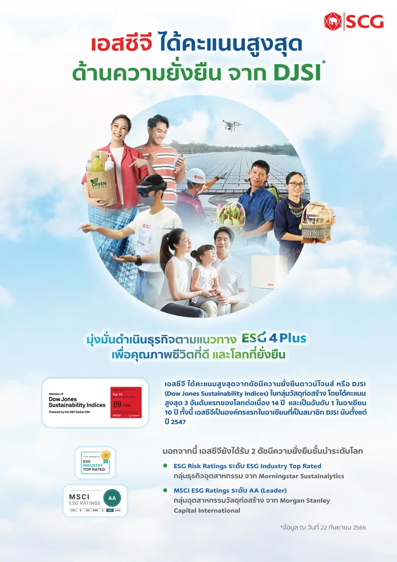 เอสซีจีได้คะแนนสูงสุดจากดัชนีความยั่งยืนด...