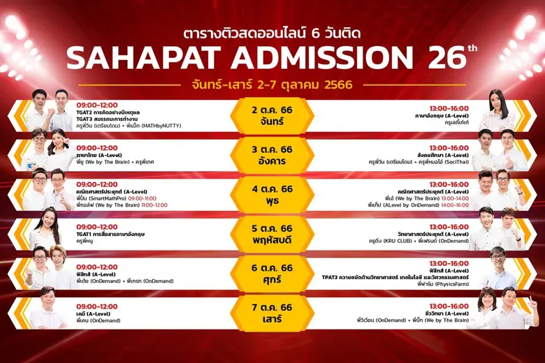 สหพัฒน์แอดมิชชั่นกดปุ่มสตาร์ท "ติวสดออนไลน์ 6 วันติด" นักเรียนแห่ร่วมล้นหลาม 2 - 7 ต.ค. นี้