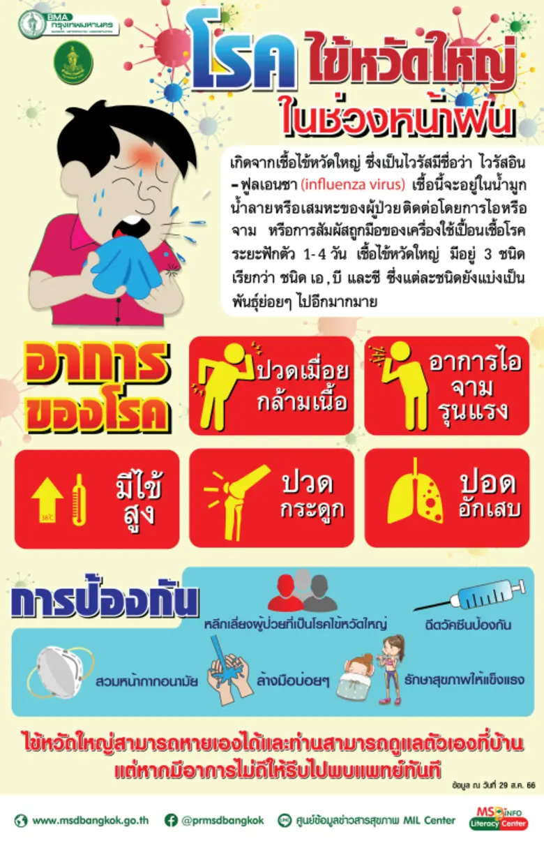 รพ.กทม.เตรียมพร้อมเฝ้าระวังควบคุมการแพร่ระบาดโรคไข้หวัดใหญ่ เน้นย้ำกลุ่มเสี่ยงเข้ารับวัคซีนประจำปี