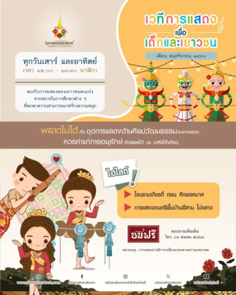 เวทีการแสดงเพื่อเด็กและเยาวชน อาคารนิทรรศน์รัตนโกสิ...