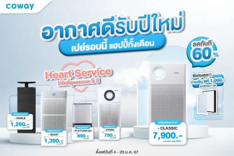 จัดโปรโมชันเครื่องฟอกอากาศ ลดสูงสุด 60% ก...