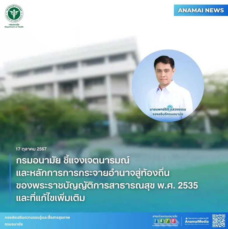นายแพทย์ธิติ แสวงธรรม รองอธิบดีกรมอนามัย ...