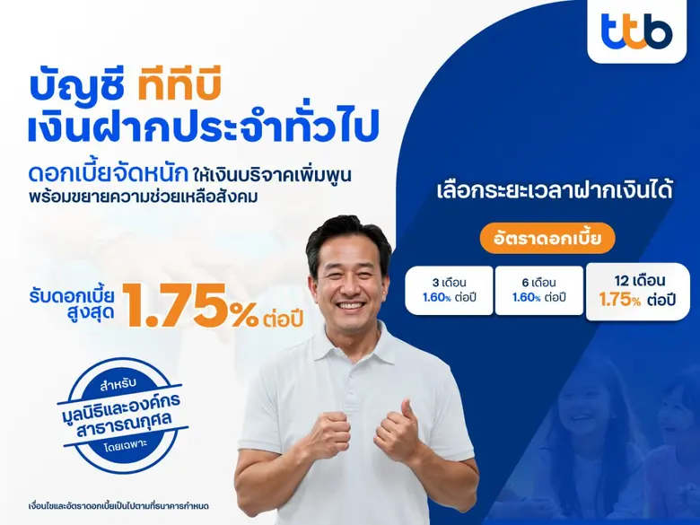 ทีเอ็มบีธนชาต หรือ ทีทีบี สนับสนุนมูลนิธิ...