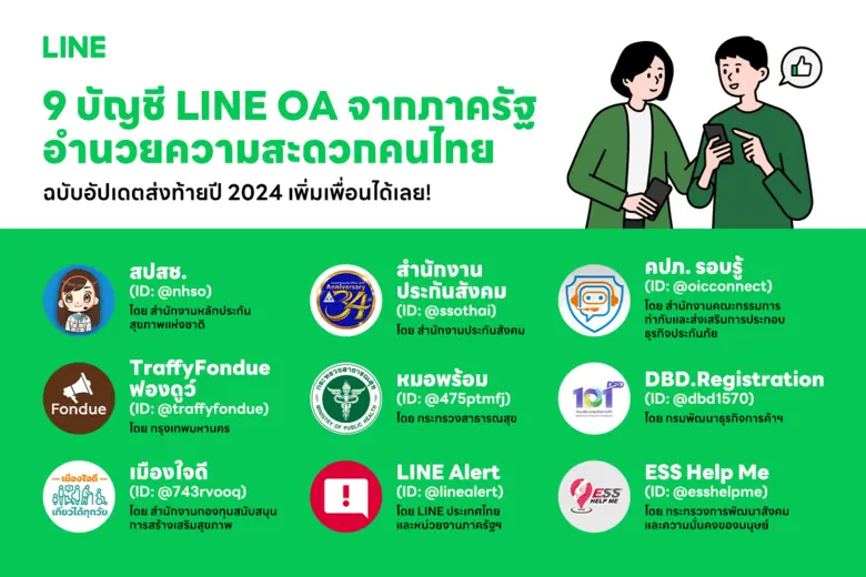 LINE ประเทศไทย อัปเดต LINE OA บัญชีทางการ...