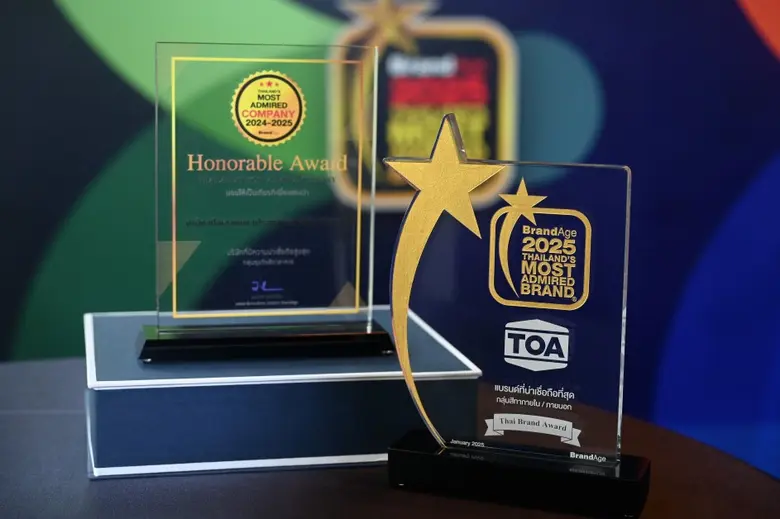 TOA แรงไม่หยุด! กวาดเพิ่ม 2 รางวัลใหญ่แห่งปี 2025 'Thailand's Most Admired Company &amp; Brand 14 ปีซ้อน' ย้ำแชมป์เจ้าตลาดสีเบอร์ 1 ครองใจมหาชน ที่ผู้บริโภคเลือกใช้ตัวจริง
