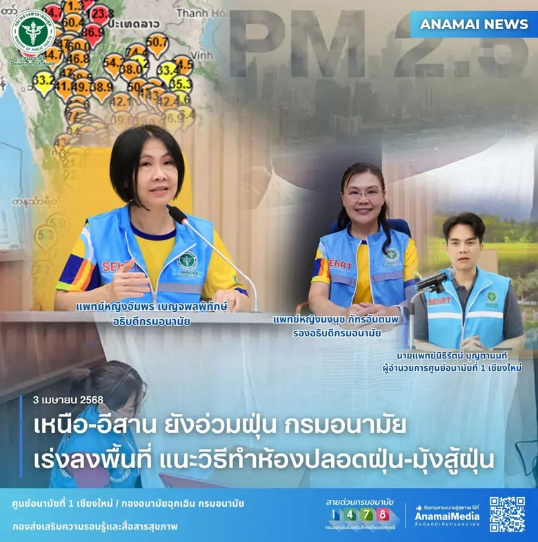 เหนือ-อีสาน ยังอ่วมฝุ่น กรมอนามัย เร่งลงพื้นที่ แนะวิธีทำห้องปลอดฝุ่น-มุ้งสู้ฝุ่น